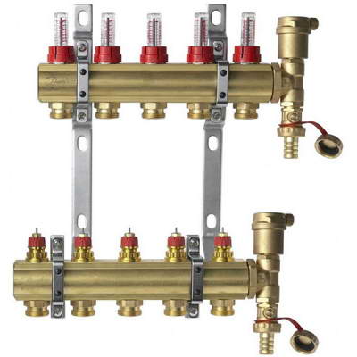 Группа коллекторная коллекторн латунь FHF-F set Ду25 с расходомерами Danfoss