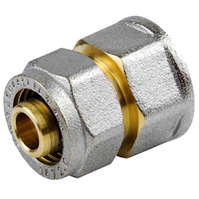 Муфта МП латунь/никель Дн26х3/4″ ВР обжим Aquasfera 7002-05