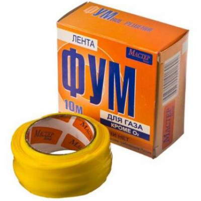 Лента ФУМ PTFE 20ммх10-12м катушка 30гр цвет: желтый среда: газ Мастер Iine